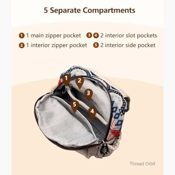 Cotton Mini Backpack Purse Convertible Chest Bag Women\'s Casual Daypack